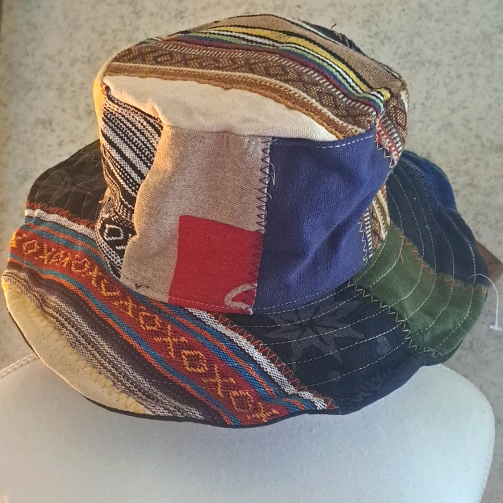 Nwot Nepal Patchwork Hemp Hat - image 2